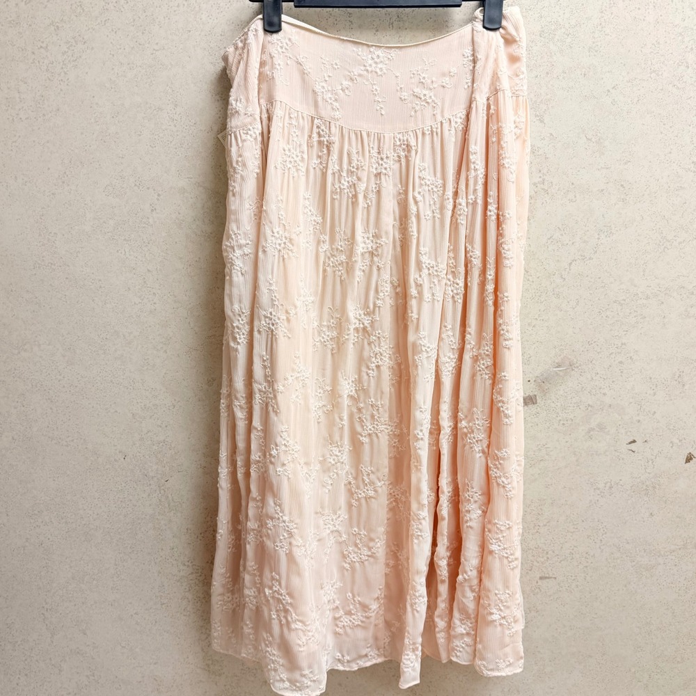 Liz Claiborne Collection 14 NWT Beige Floral‎ Embroidered Boho Summer Long Skirt - Picture 13 of 13